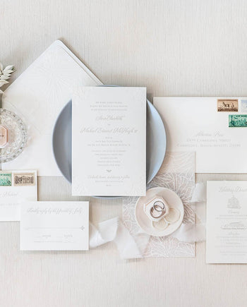 elegant white modern invitation suite