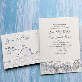 Coastal Maine Wedding Invitation with Custom Illustrations