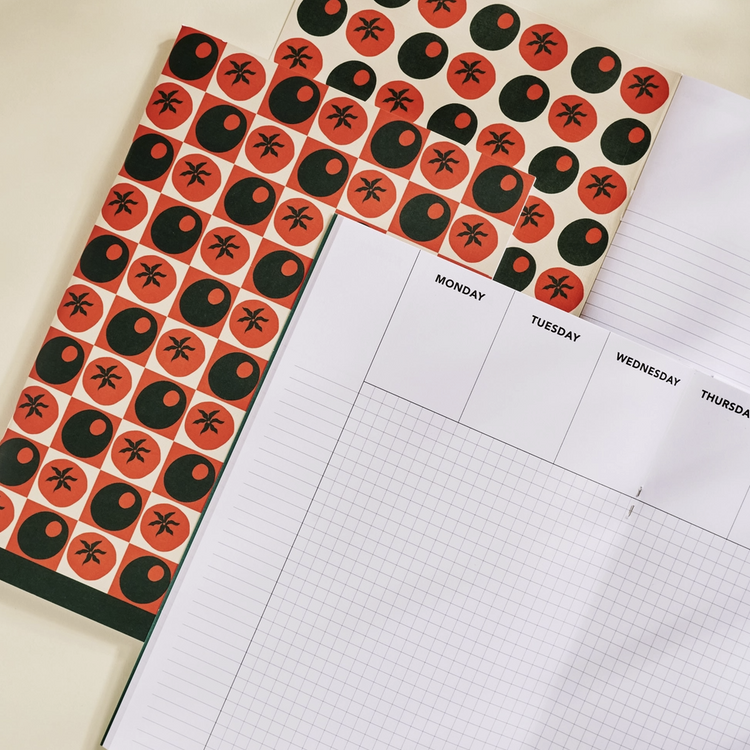 Undated Pomodoro Tomato Olive Checked Weekly Planner
