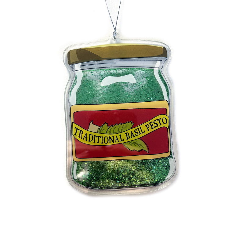 Pesto Jar Sparkle Glitter Shaker Christmas Ornament