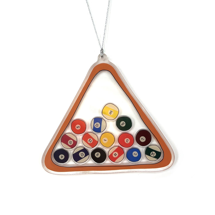 Pool Rack and Pool Balls Shaker Christmas Ornament