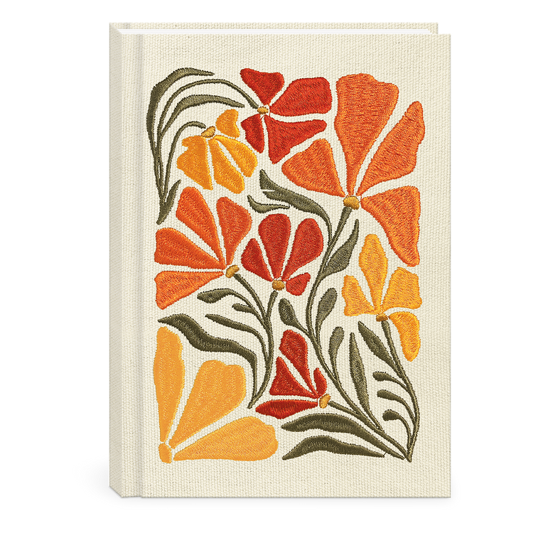 Poppies Flower Market Embroidered Fabric Journal