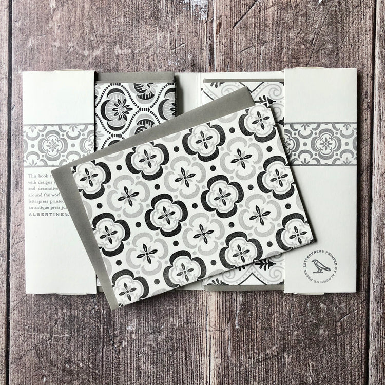 Black and White World Notes Letterpress Library