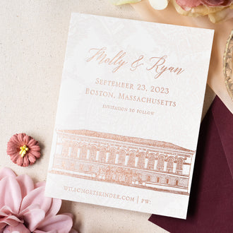 boston public library foil and letterpress save the date