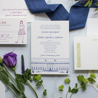 Museum of fine arts letterpress wedding invitation suite