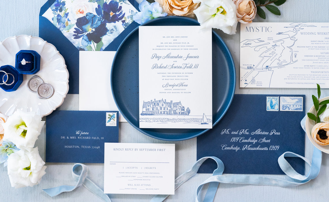 Coastal New England Custom Letterpress Invitations