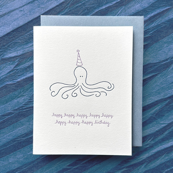 Wee Blue Coo BIRTHDAY HAPPY OCTOPUS TENTACLES ART GREETINGS