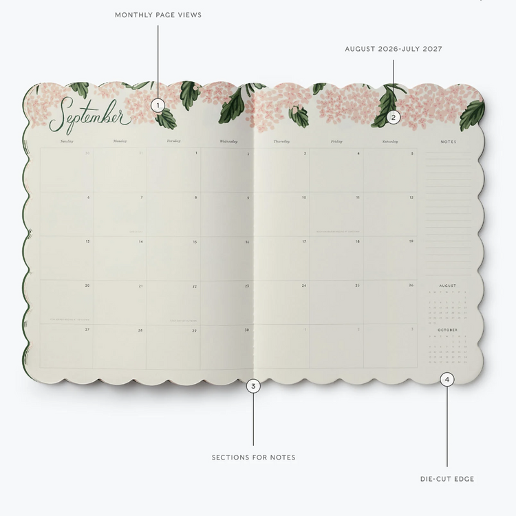 Pink Hydrangea Academic Planner