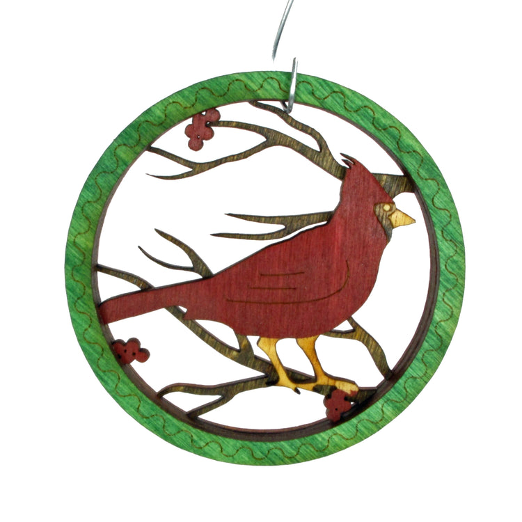 Layered Cardinal Wood Ornament