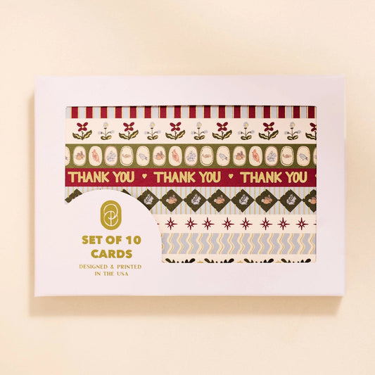 Cottagecore Stripe Foil Thank you - Boxed Set
