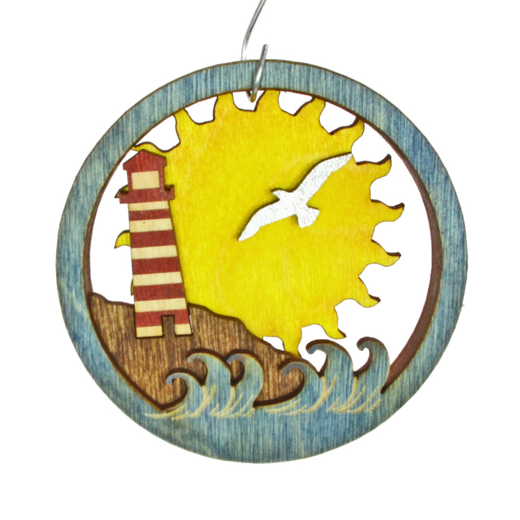 Layered Lighthouse Wood Ornament