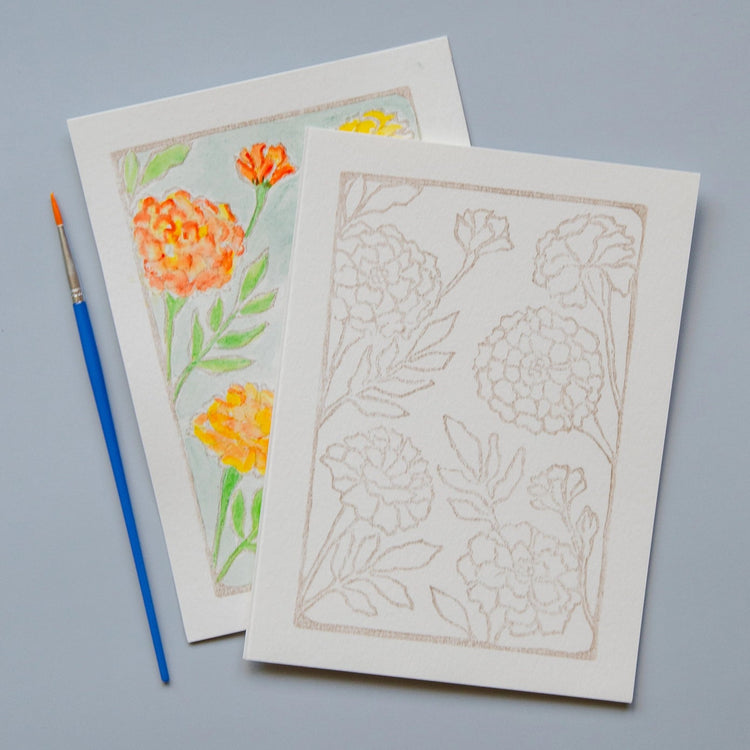 Marigolds Watercolor Art Card Kit