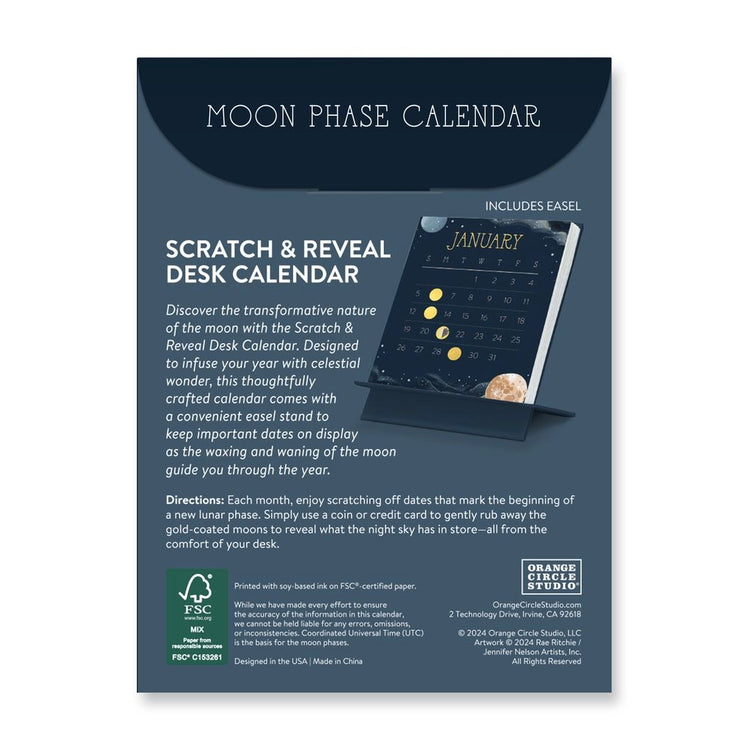 Moon Phases Scratch & Reveal Desk Calendar