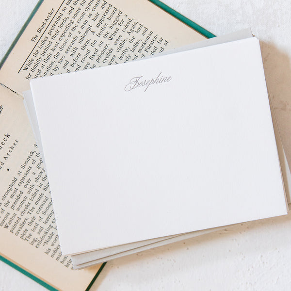 Formal Script Light P.S. Letterpress Stationery - Formal Script