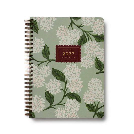 2027 Sage Hydrangea 12-Month Softcover Spiral Planner