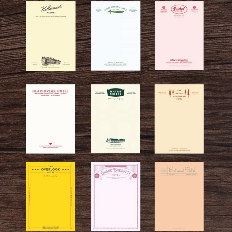 Fictional Hotel Notepad Sets