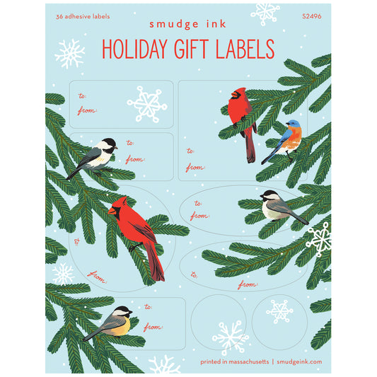 Winter Song Birds Gift Labels