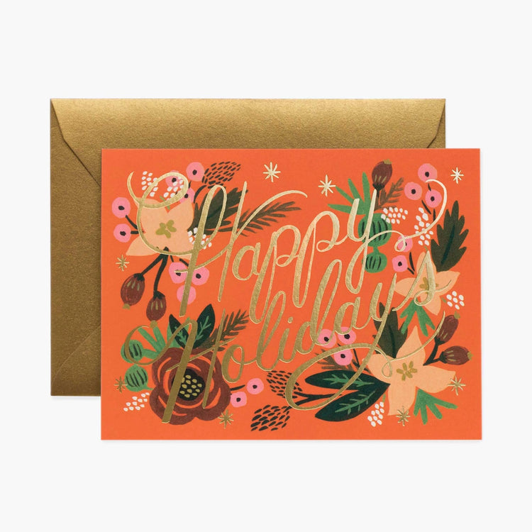 Happy Holidays Poinsettia Single Card
